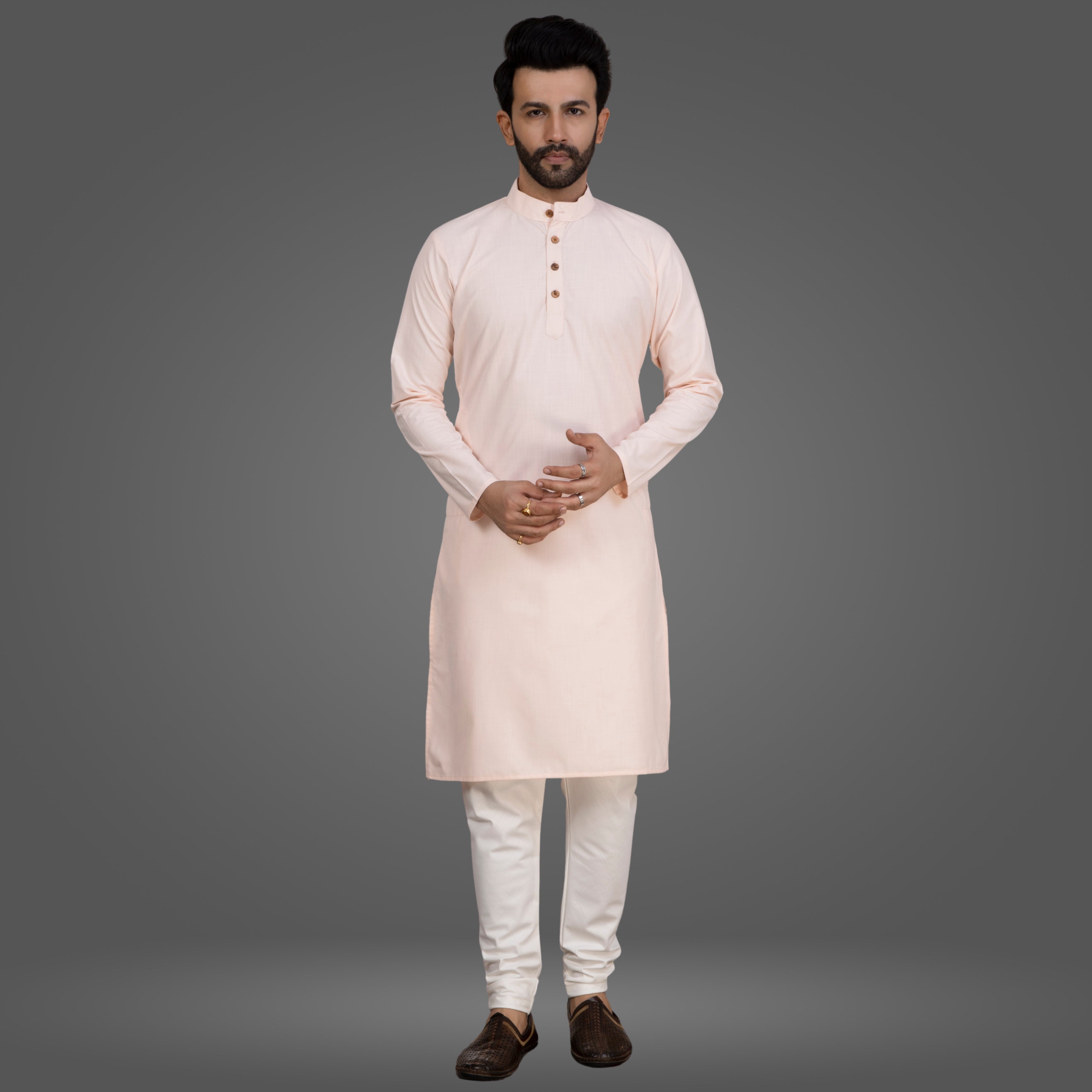 Peach Premium Cotton Kurta Pajama