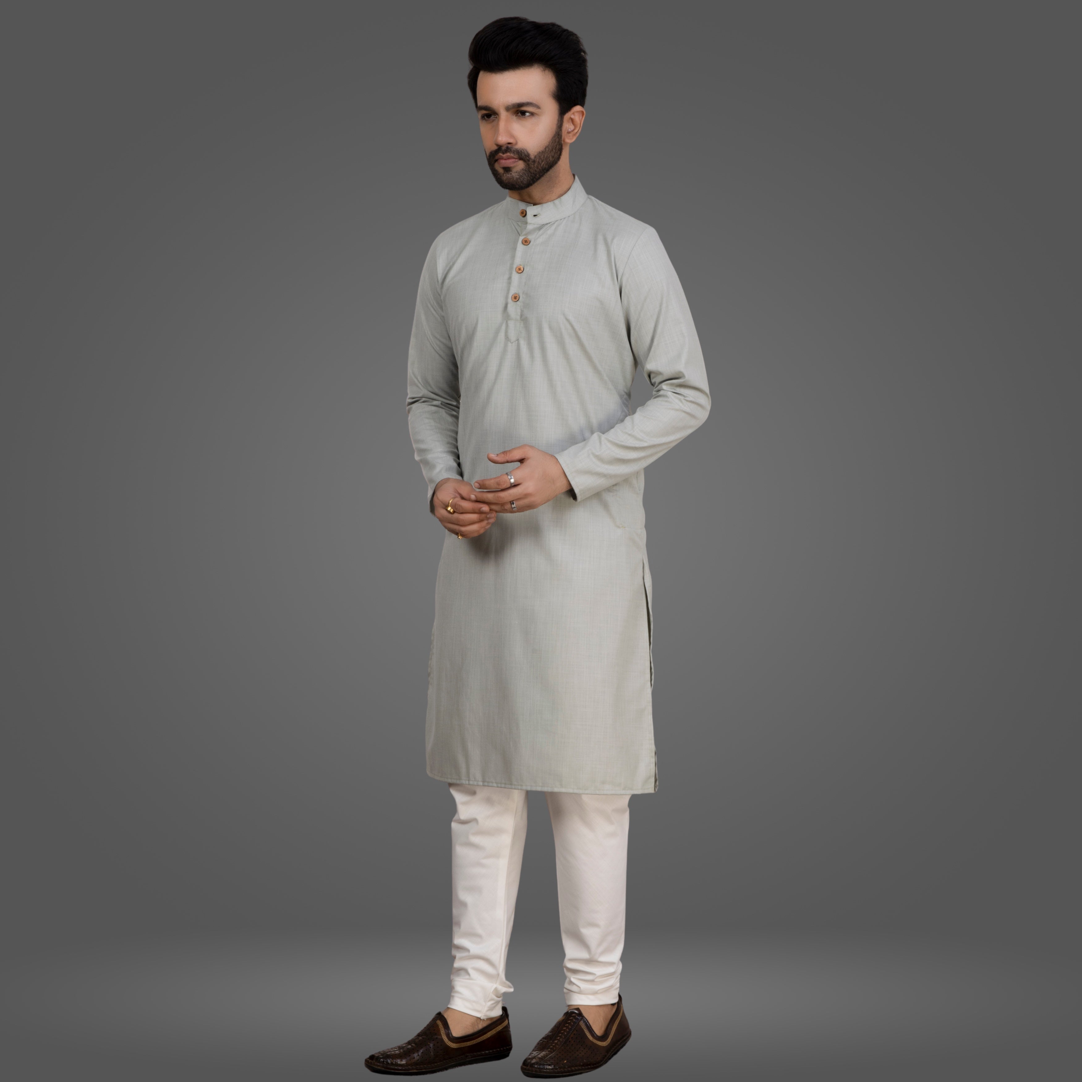 Light Grey Premium Cotton Kurta Pajama