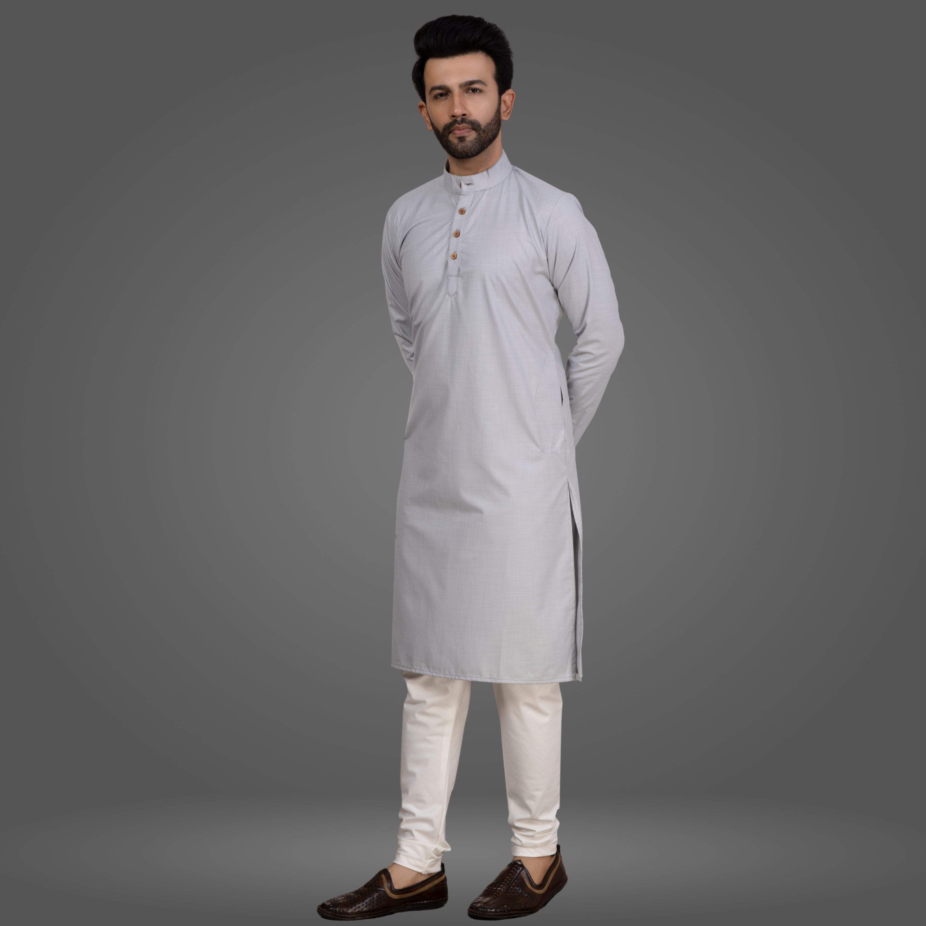 Ash Grey Premium Cotton Kurta Pajama