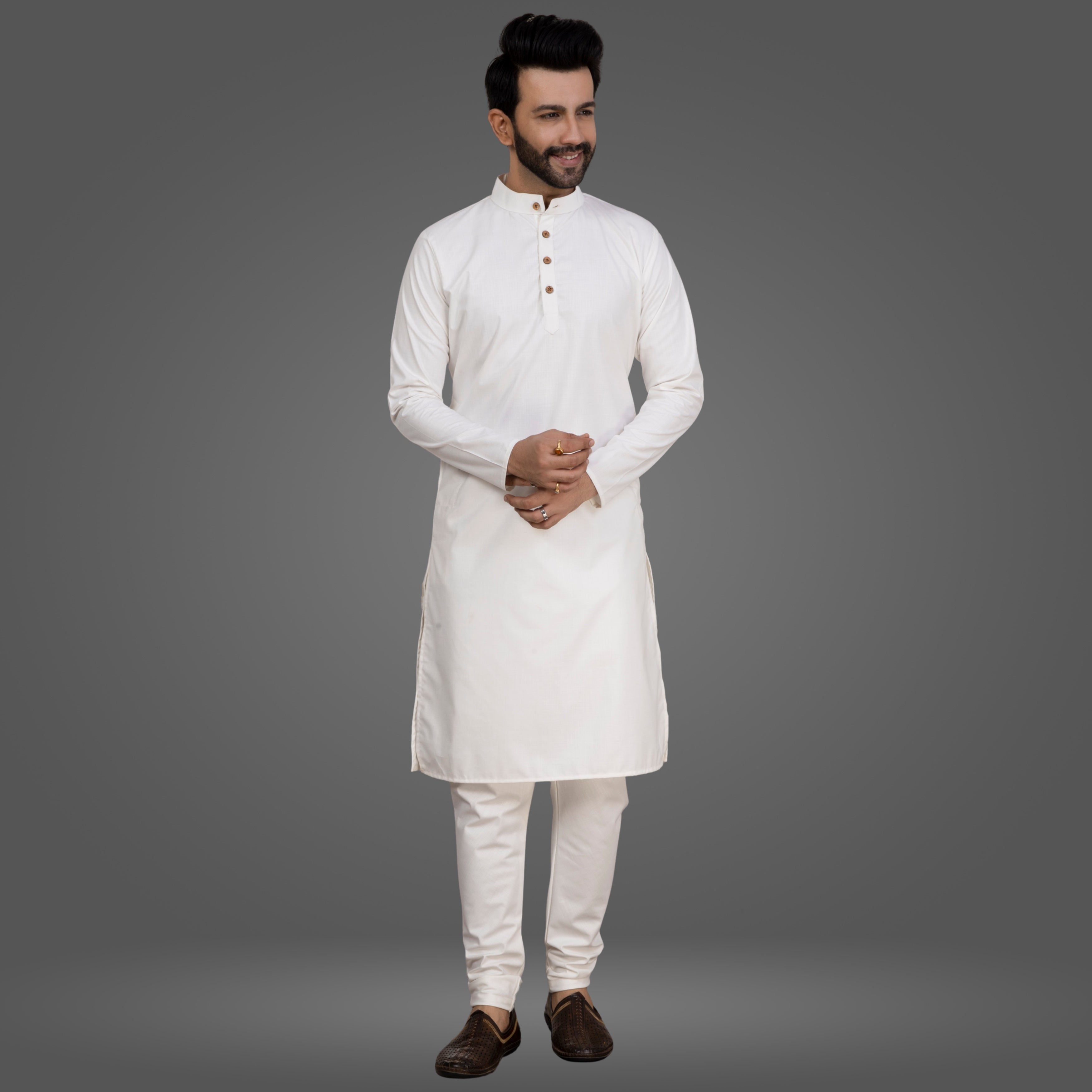 White Premium Cotton Kurta Pajama