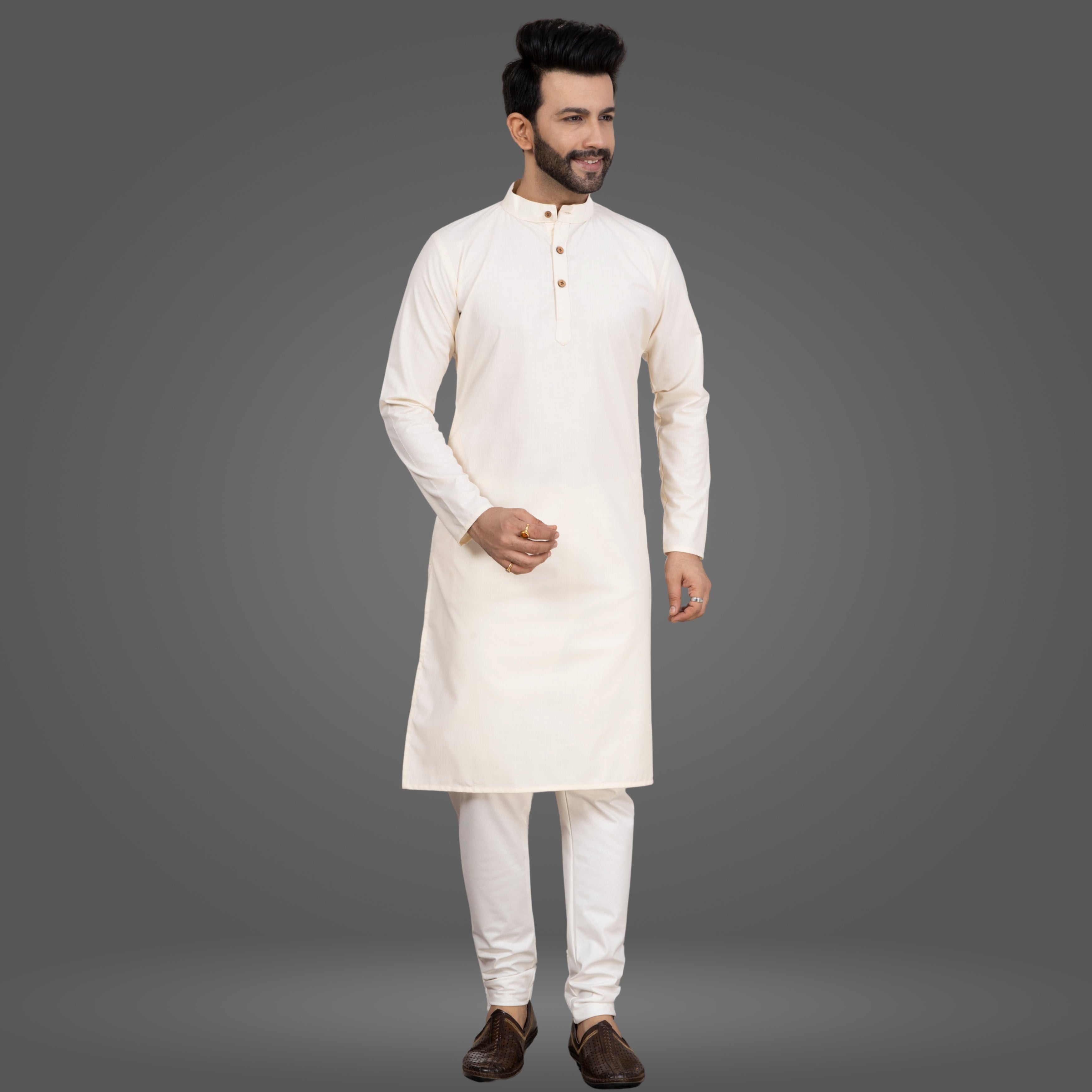 Cream Beige Premium Cotton Kurta Pajama