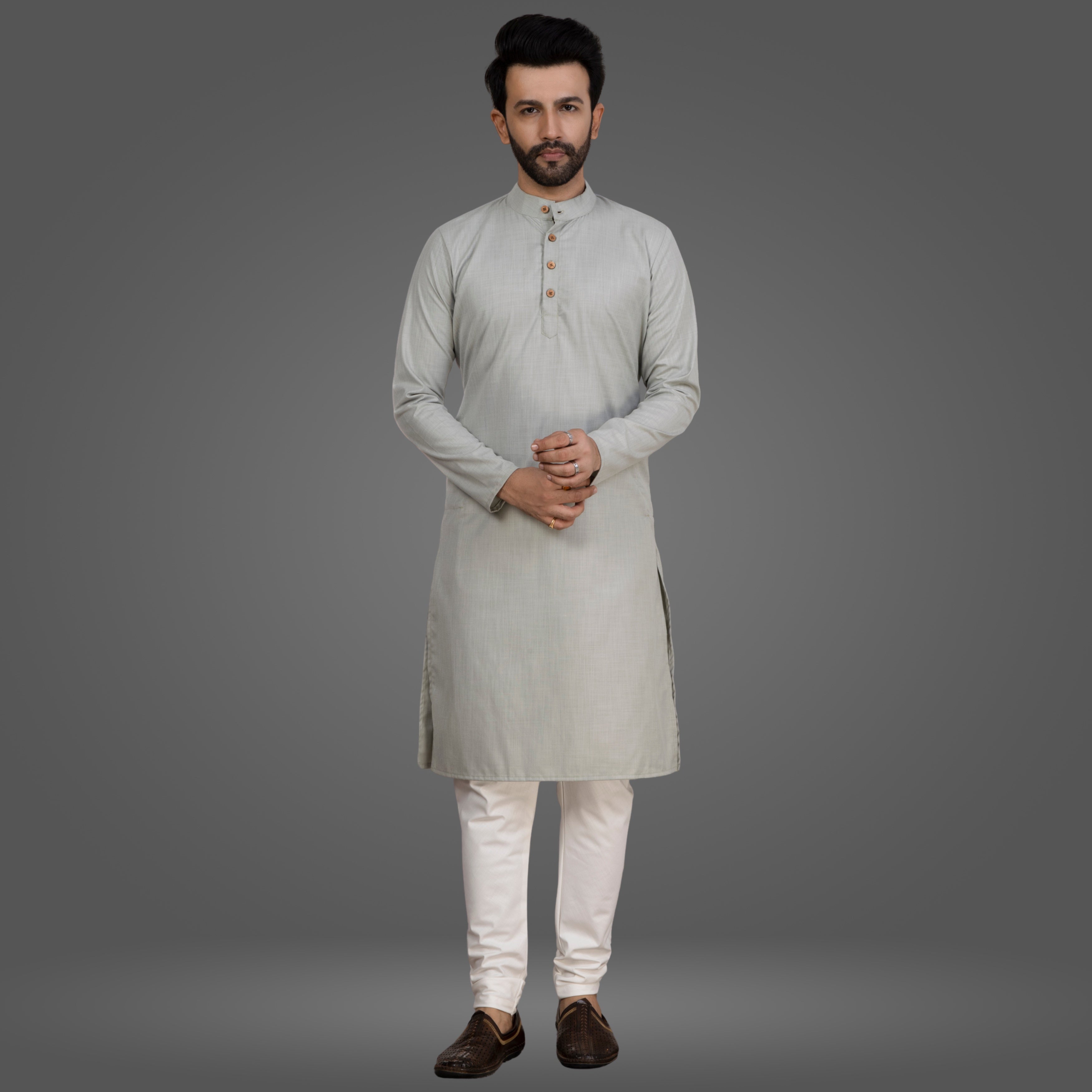 Light Grey Premium Cotton Kurta Pajama
