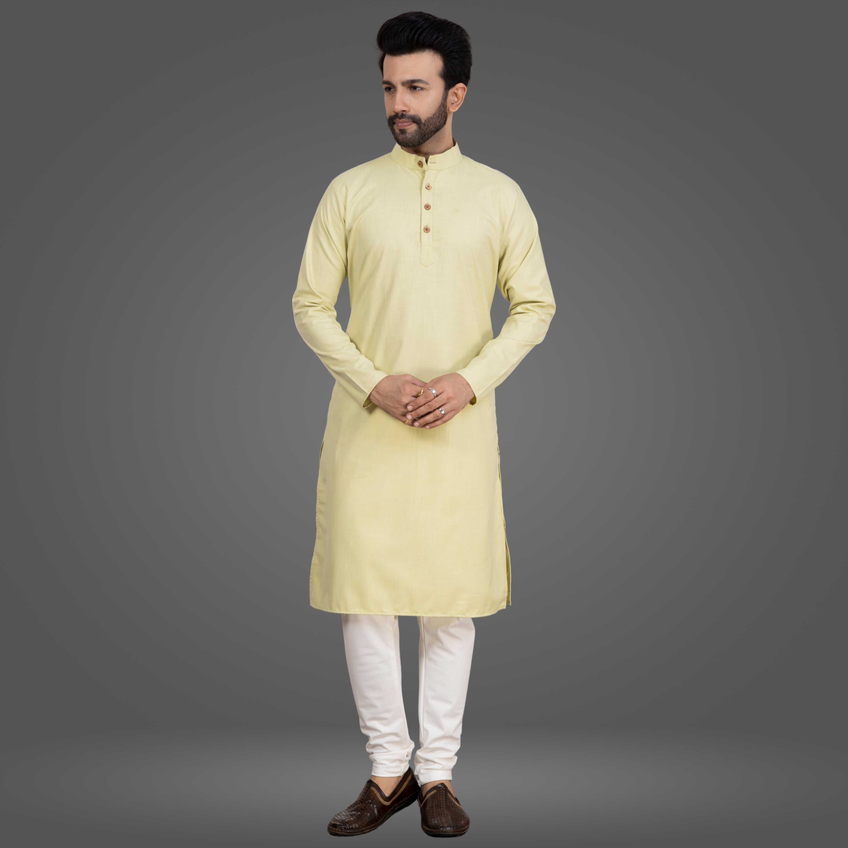 Lime Green Premium Cotton Kurta Pajama