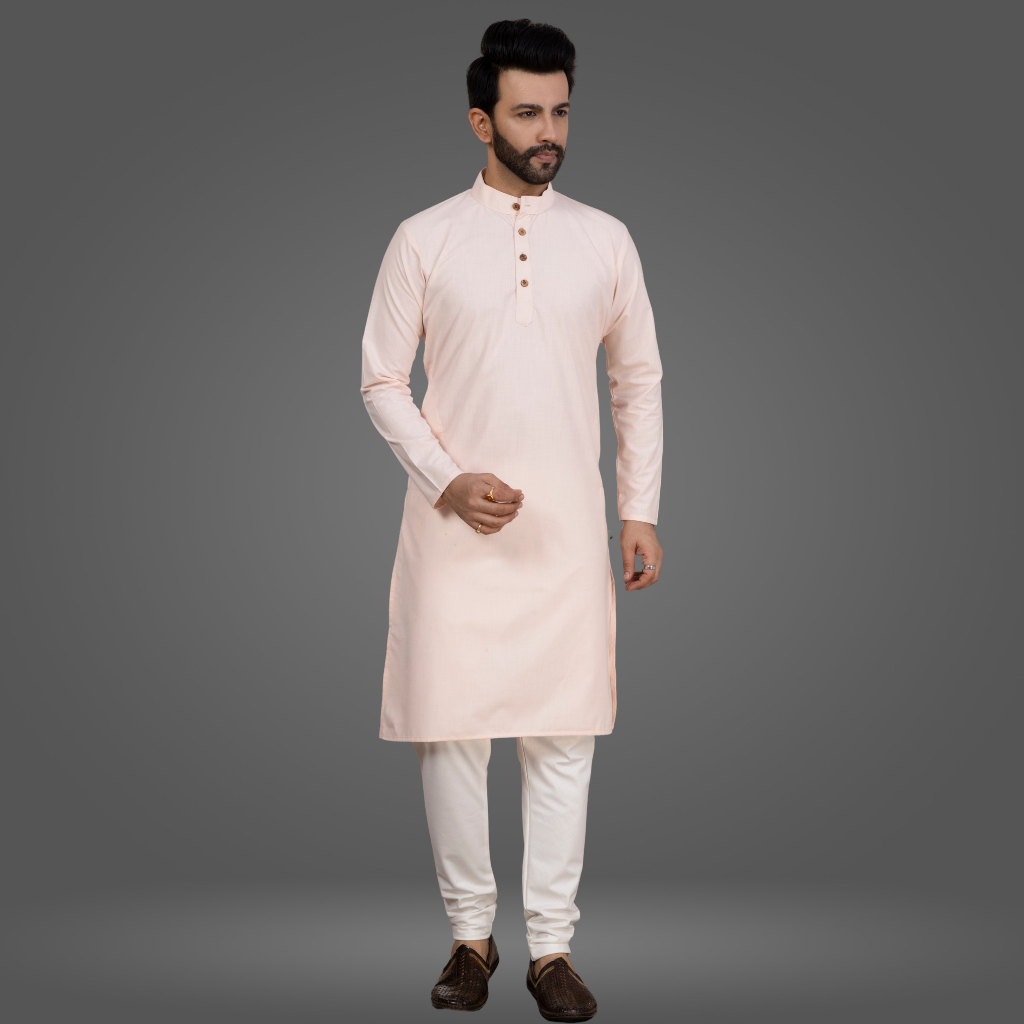 Peach Premium Cotton Kurta Pajama
