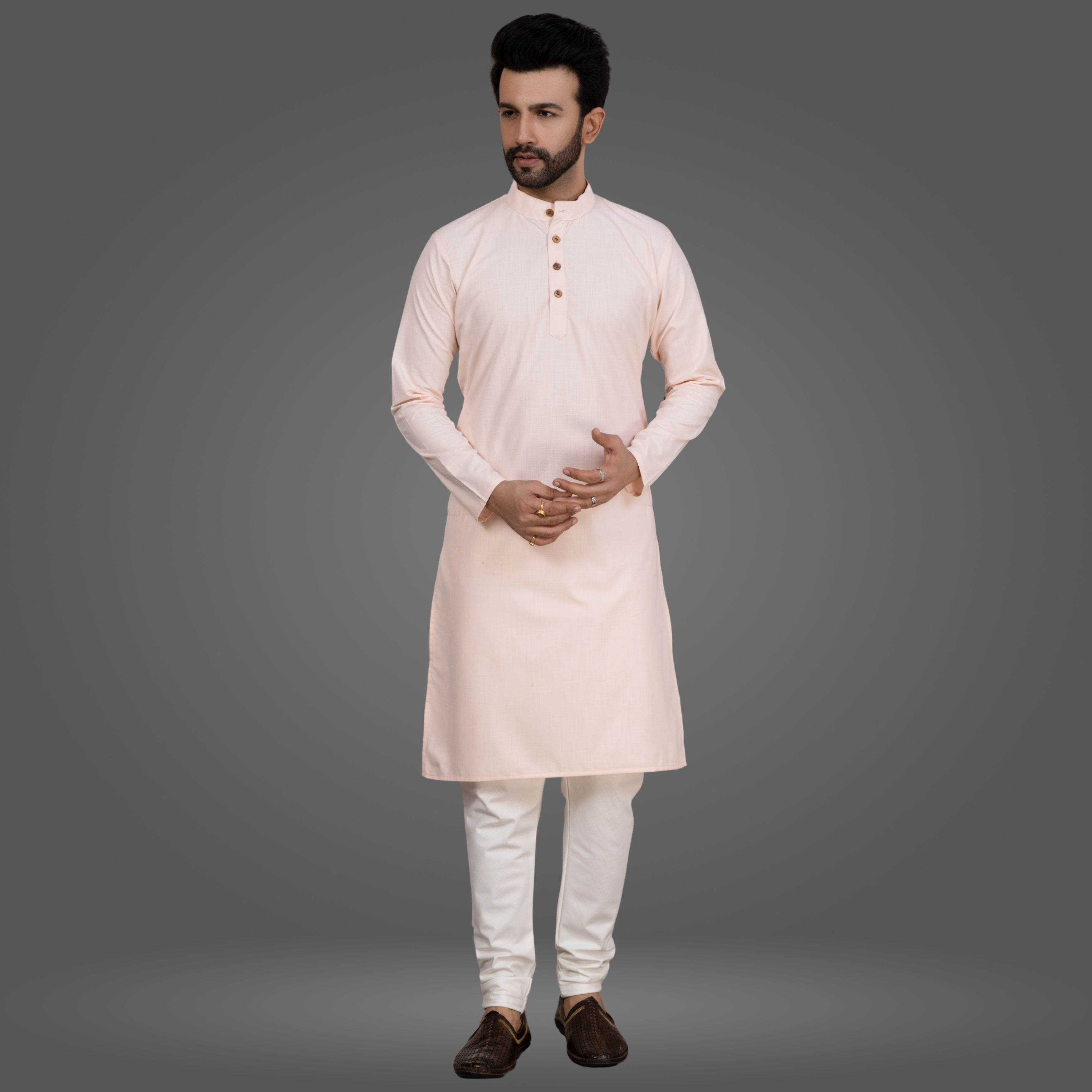 Peach Premium Cotton Kurta Pajama