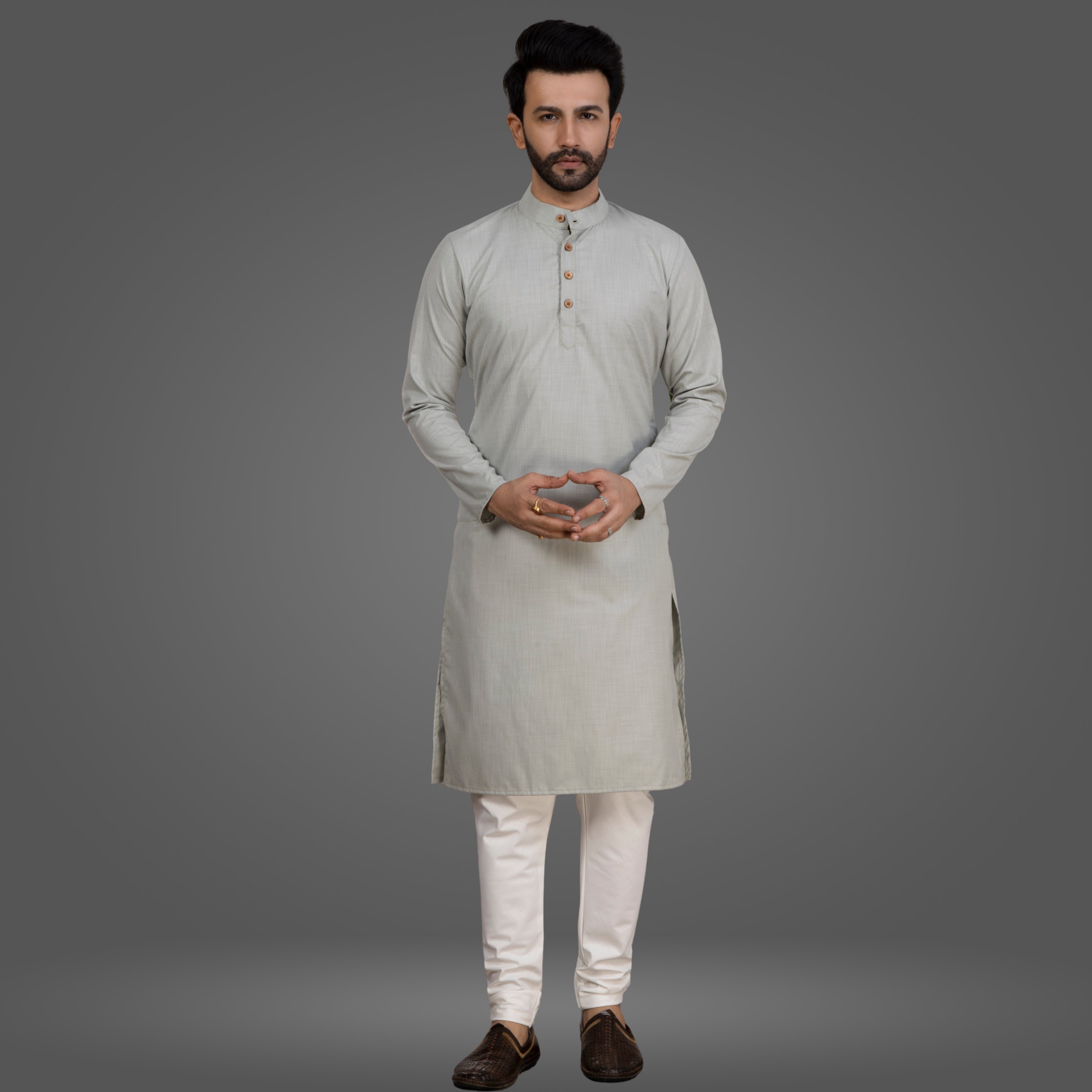 Light Grey Premium Cotton Kurta Pajama
