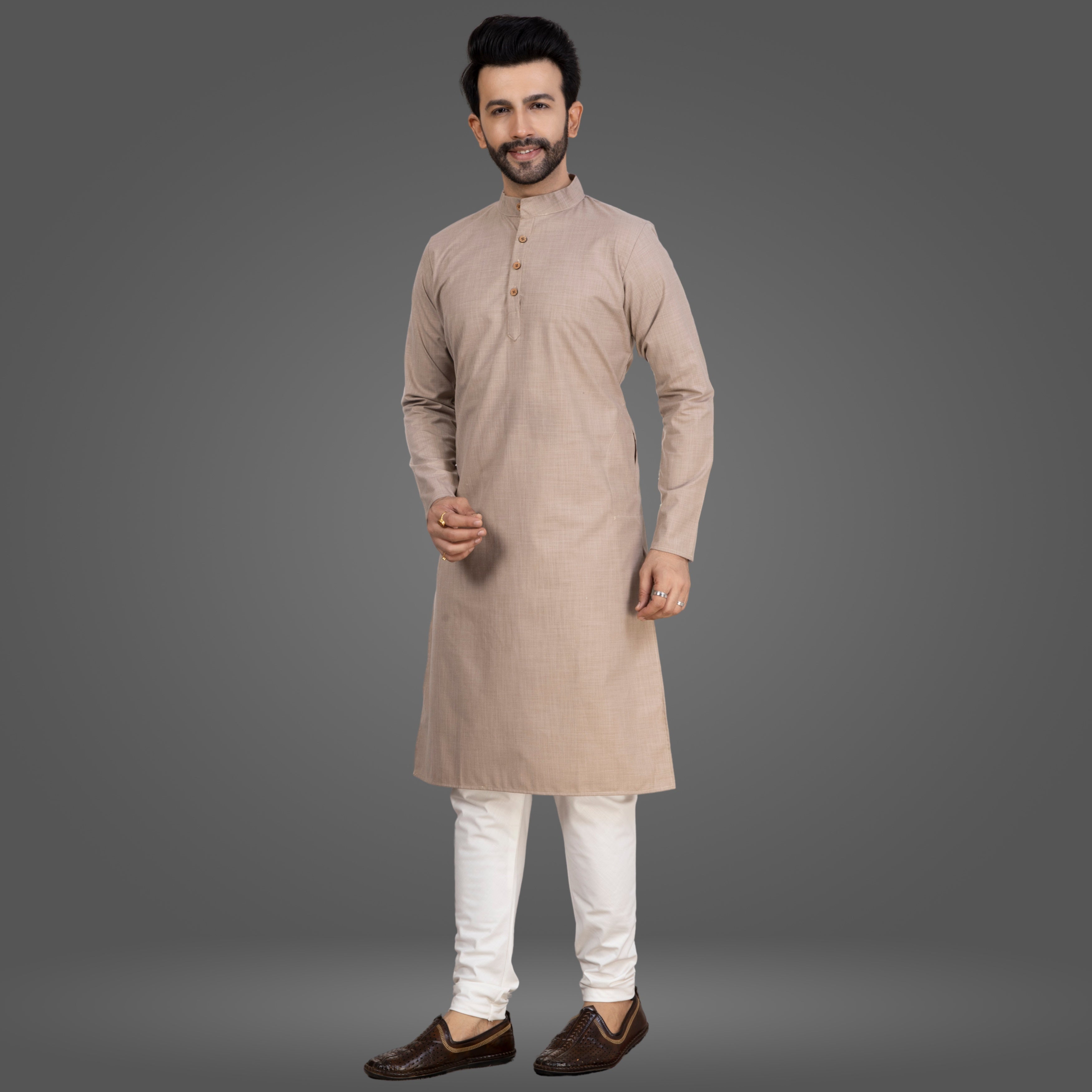 Light Brown Premium Cotton Kurta Pajama