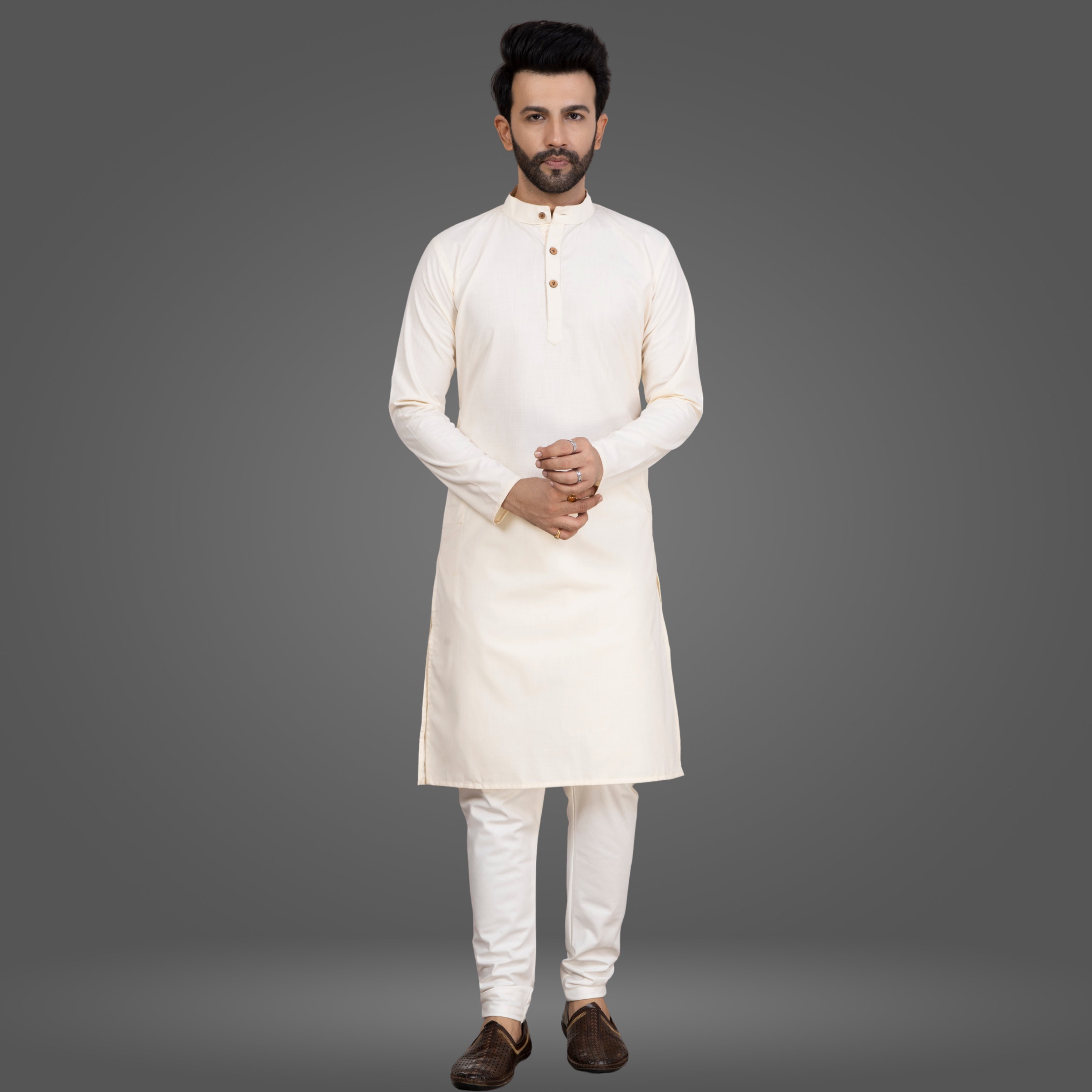 Cream Beige Premium Cotton Kurta Pajama