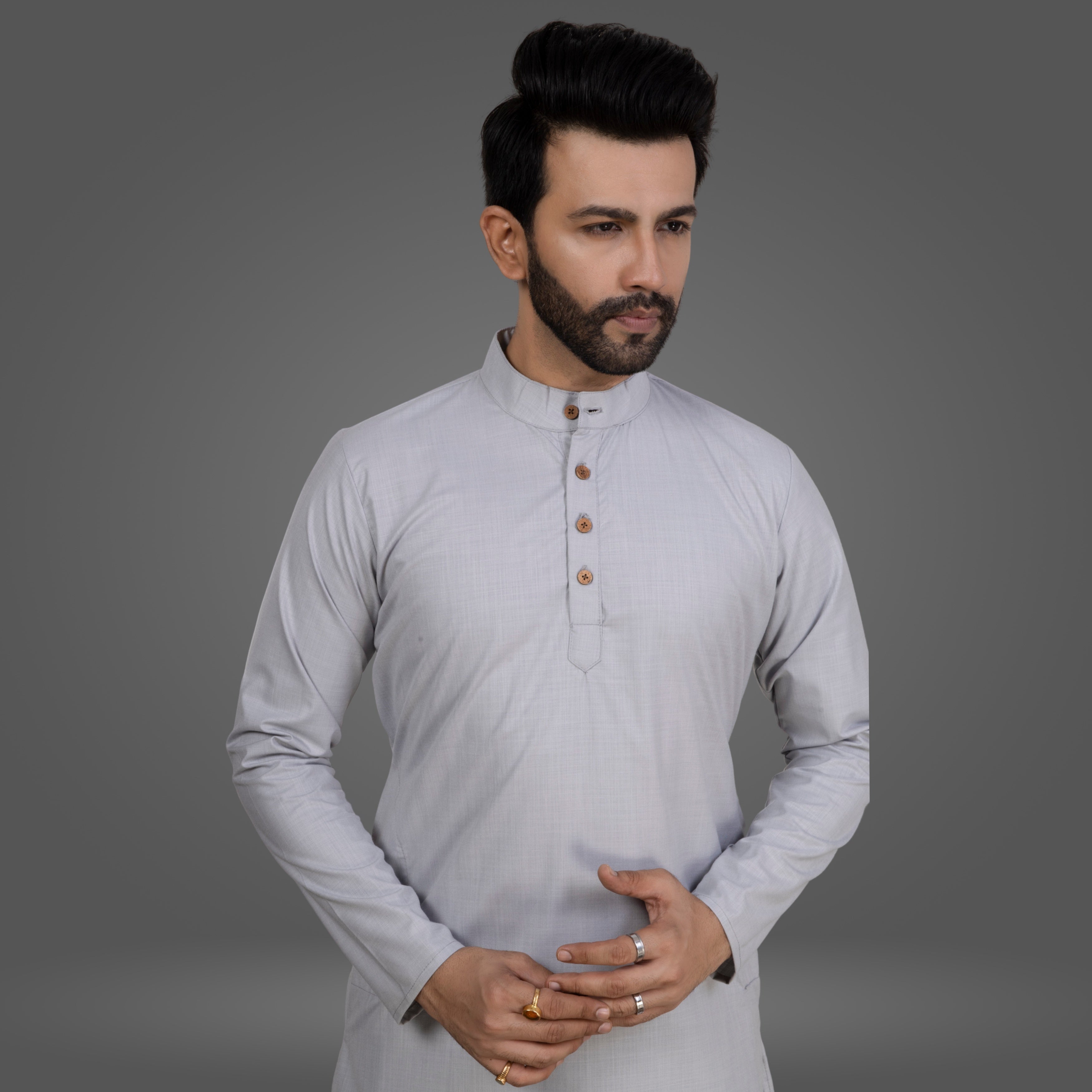 Ash Grey Premium Cotton Kurta Pajama