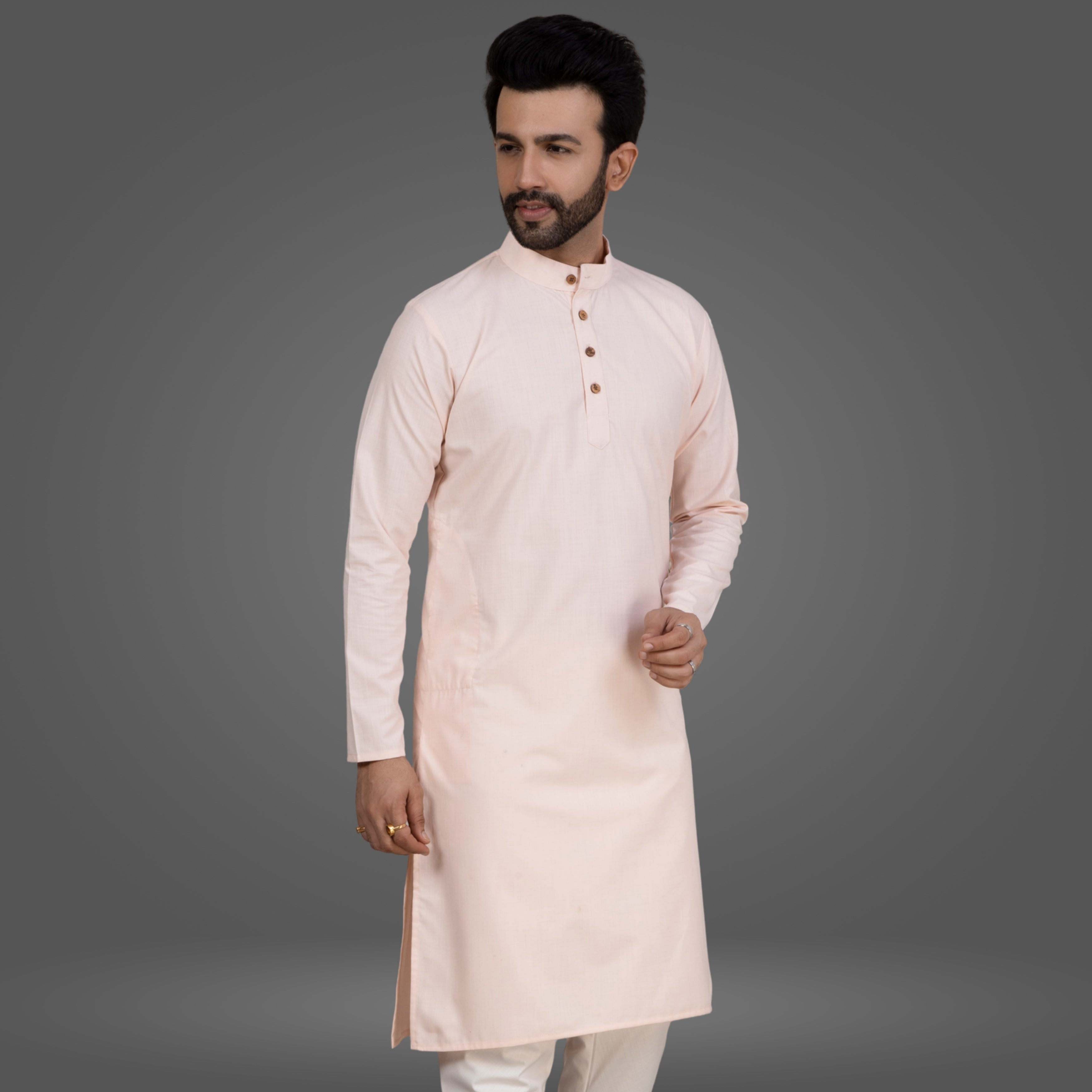 Peach Premium Cotton Kurta Pajama