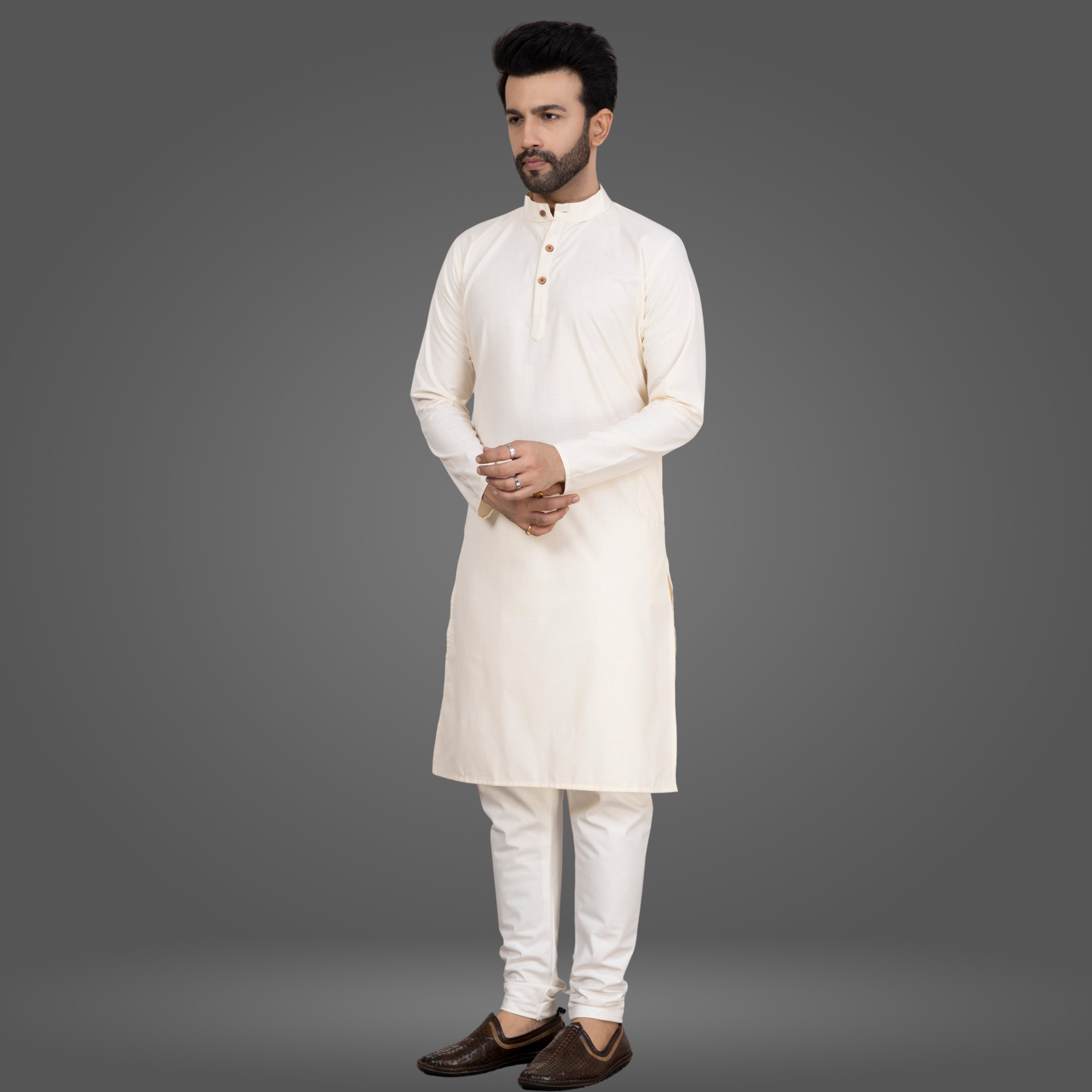 Cream Beige Premium Cotton Kurta Pajama