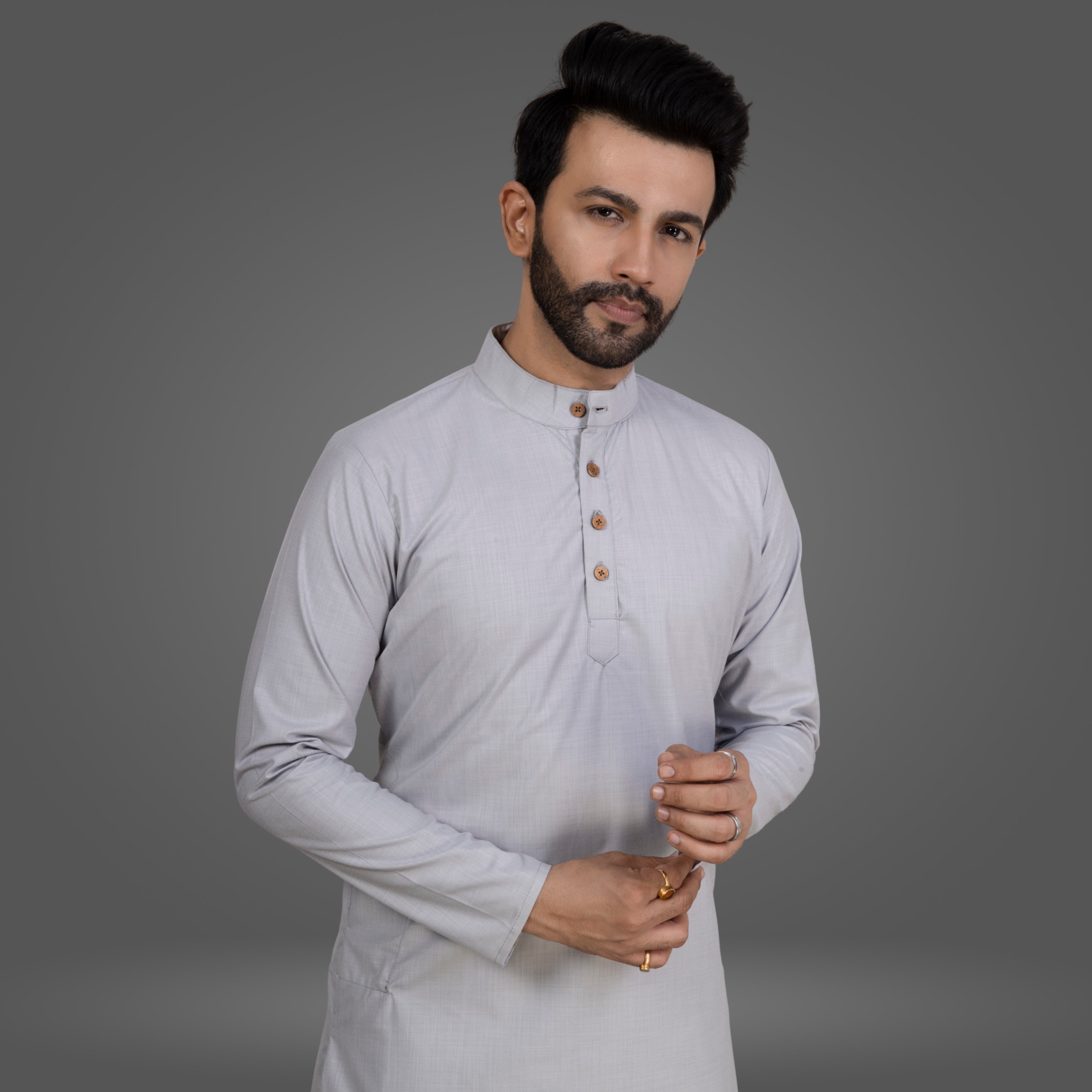 Ash Grey Premium Cotton Kurta Pajama
