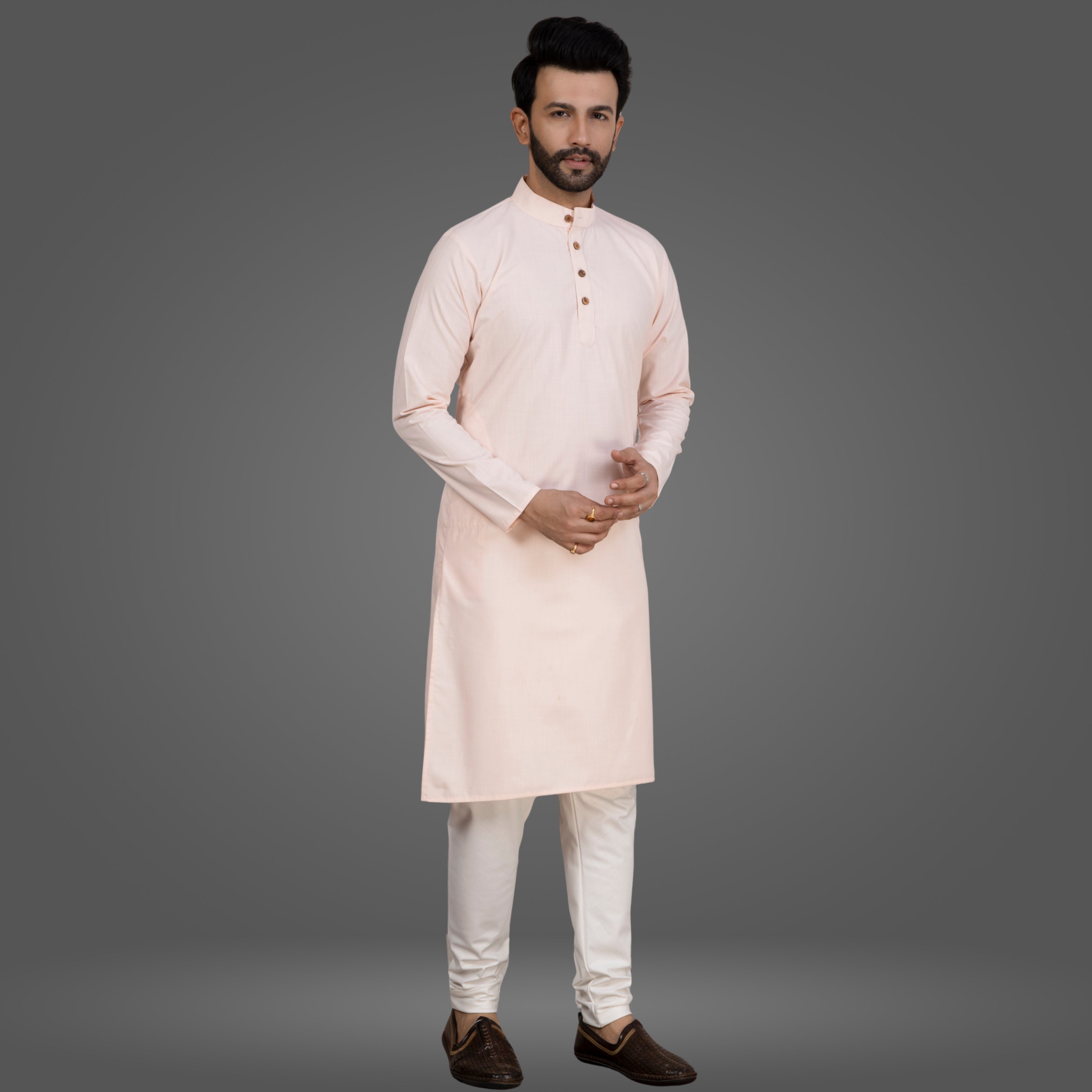 Peach Premium Cotton Kurta Pajama