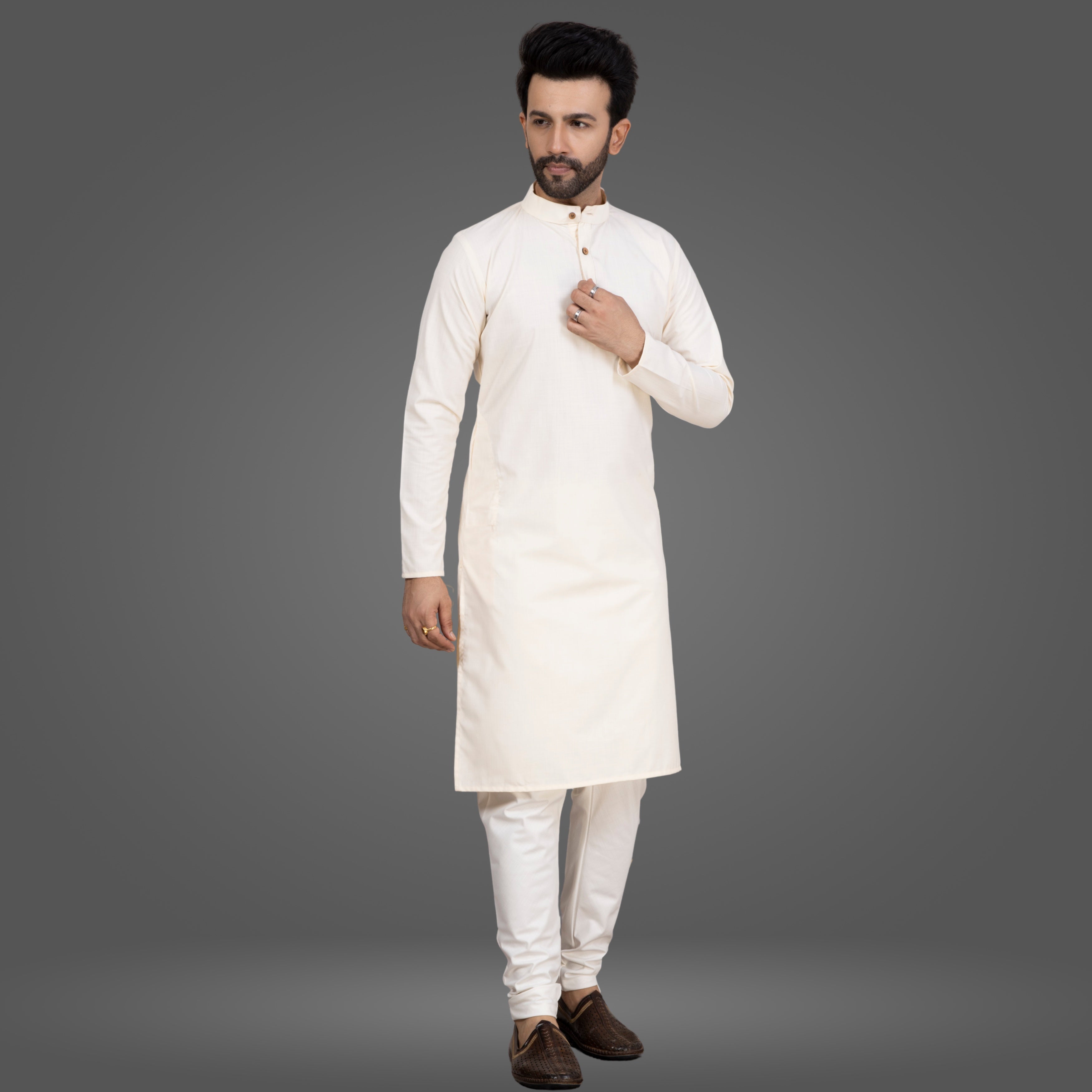 Cream Beige Premium Cotton Kurta Pajama