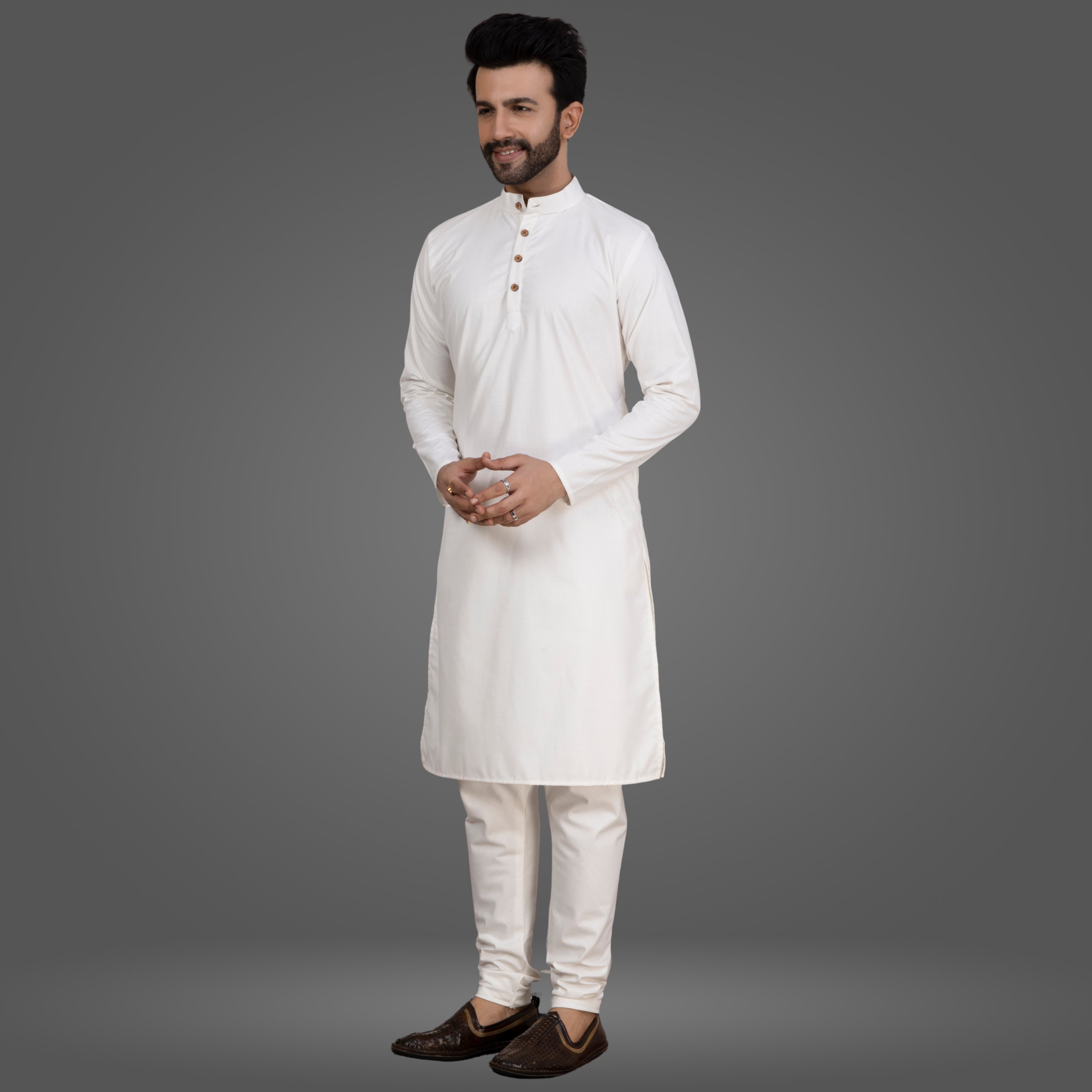 White Premium Cotton Kurta Pajama